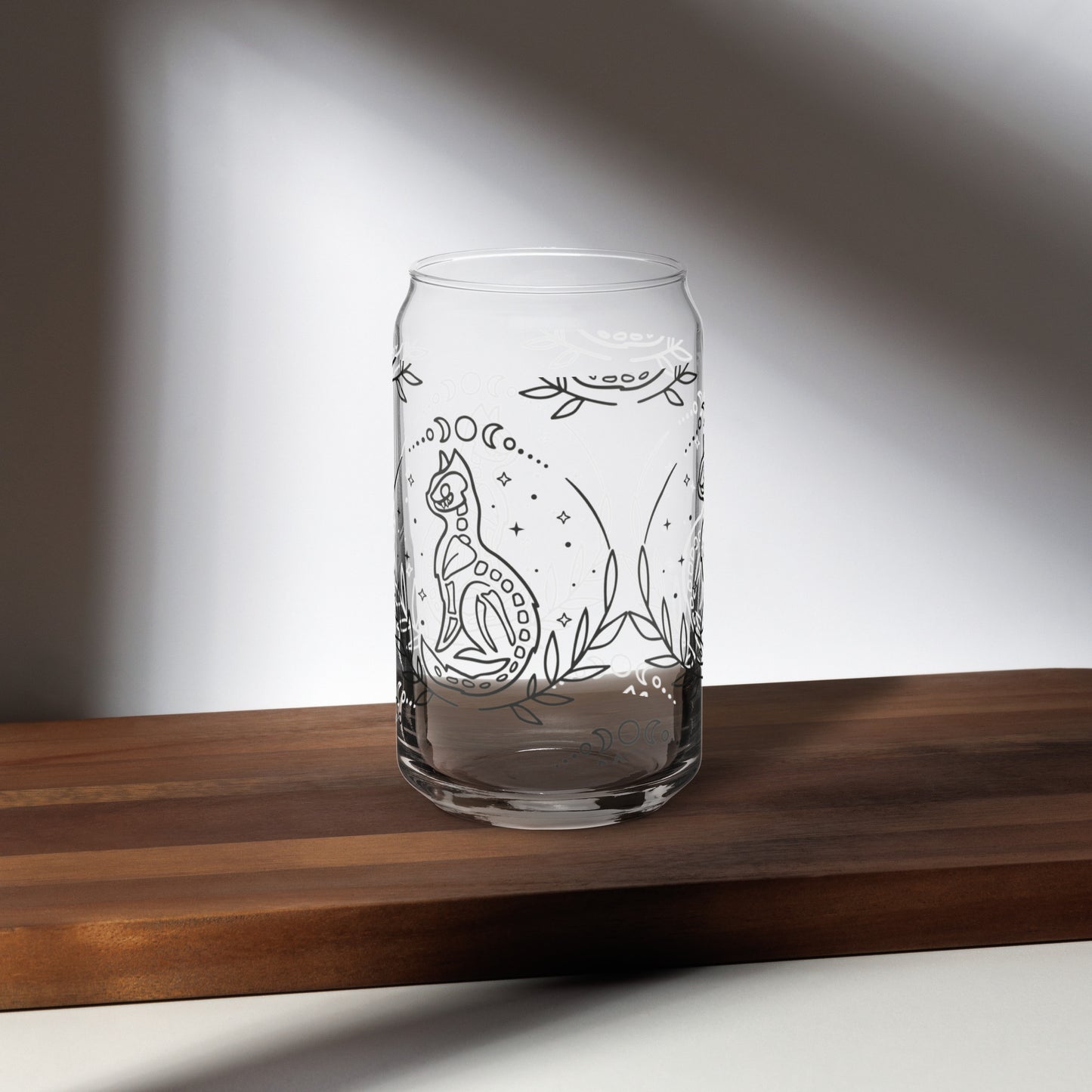 White Skeleton Cat Can-shaped glass